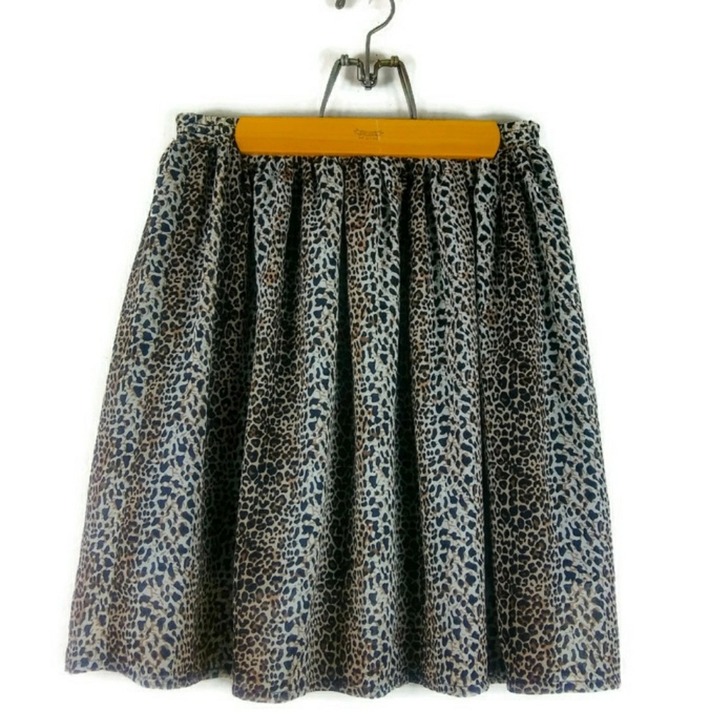 KERSH Leopard Print Lined Semi Sheer Skirt